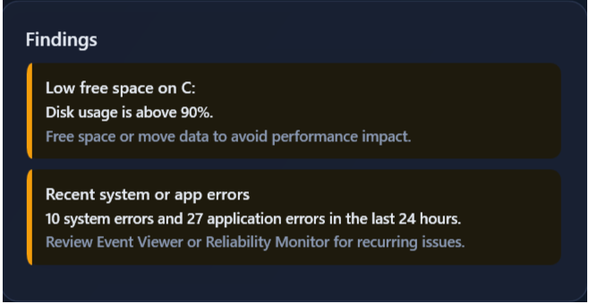 PCSage AI-Powered Findings